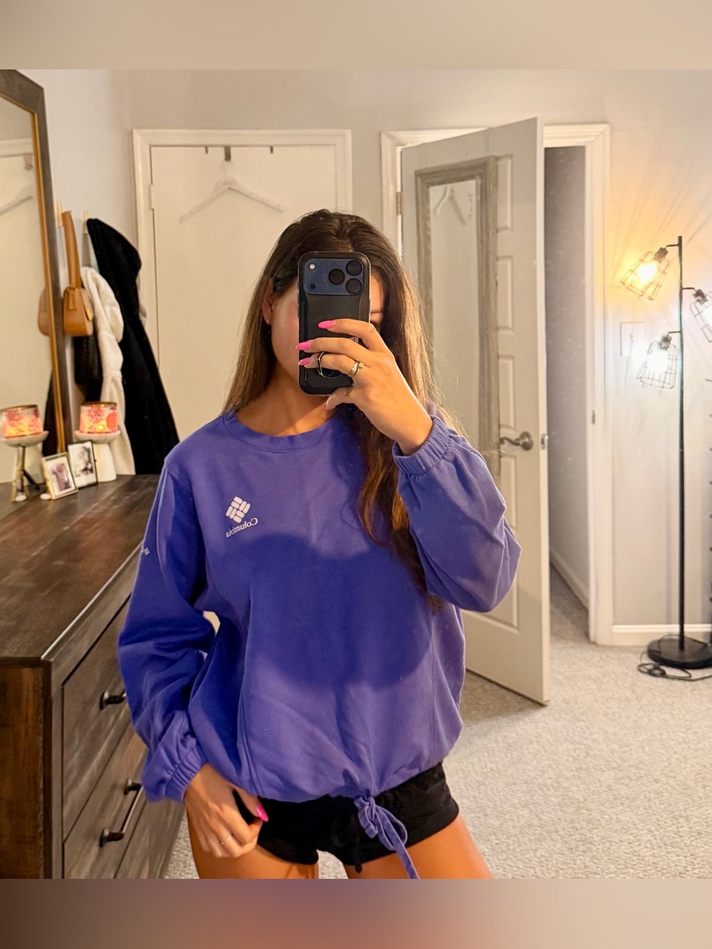 Columbia Violet Drawstring Pullover Sweatshirt